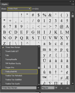 Glyphs trong illustrator 1