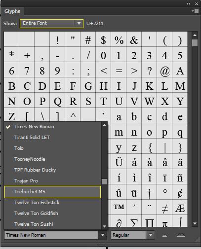 Glyphs trong illustrator 1
